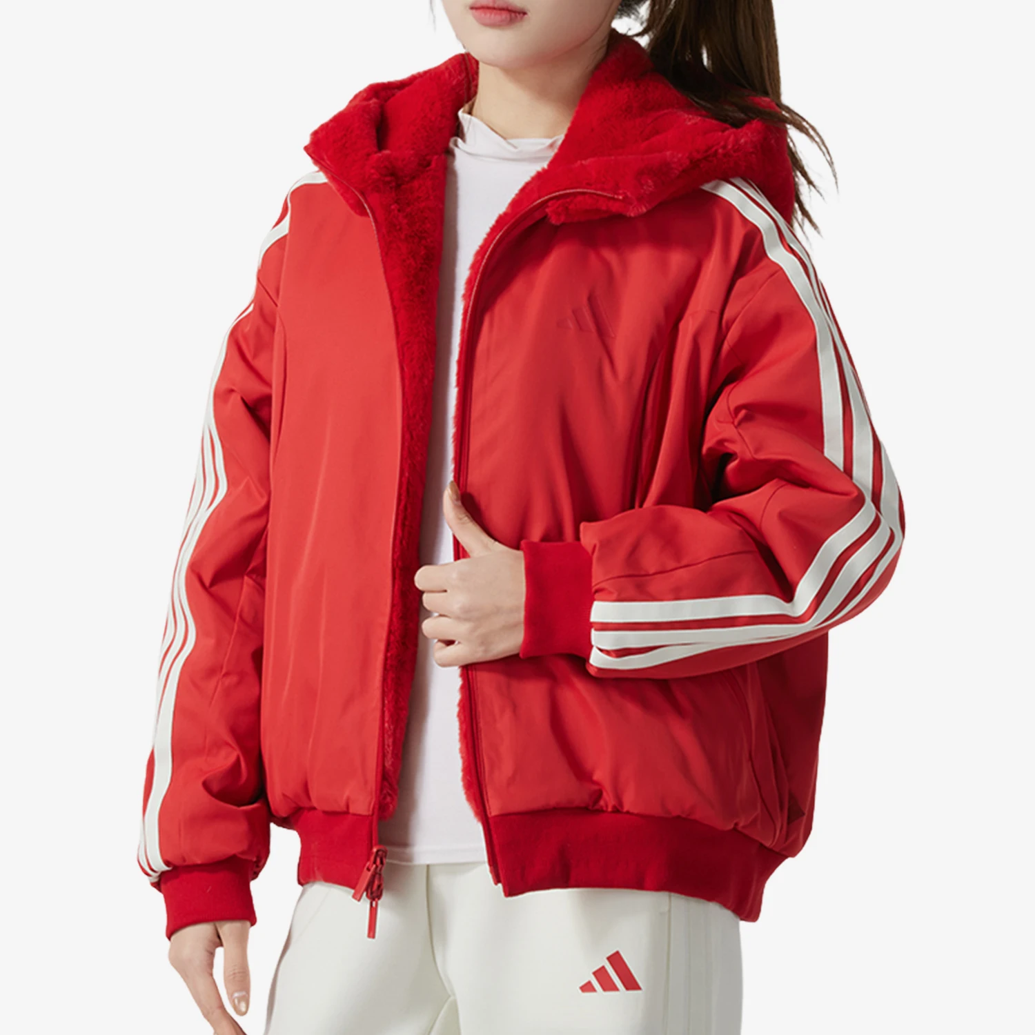 Adidas genuine winter women's fashionable casual warm double-sided jacket JM8833