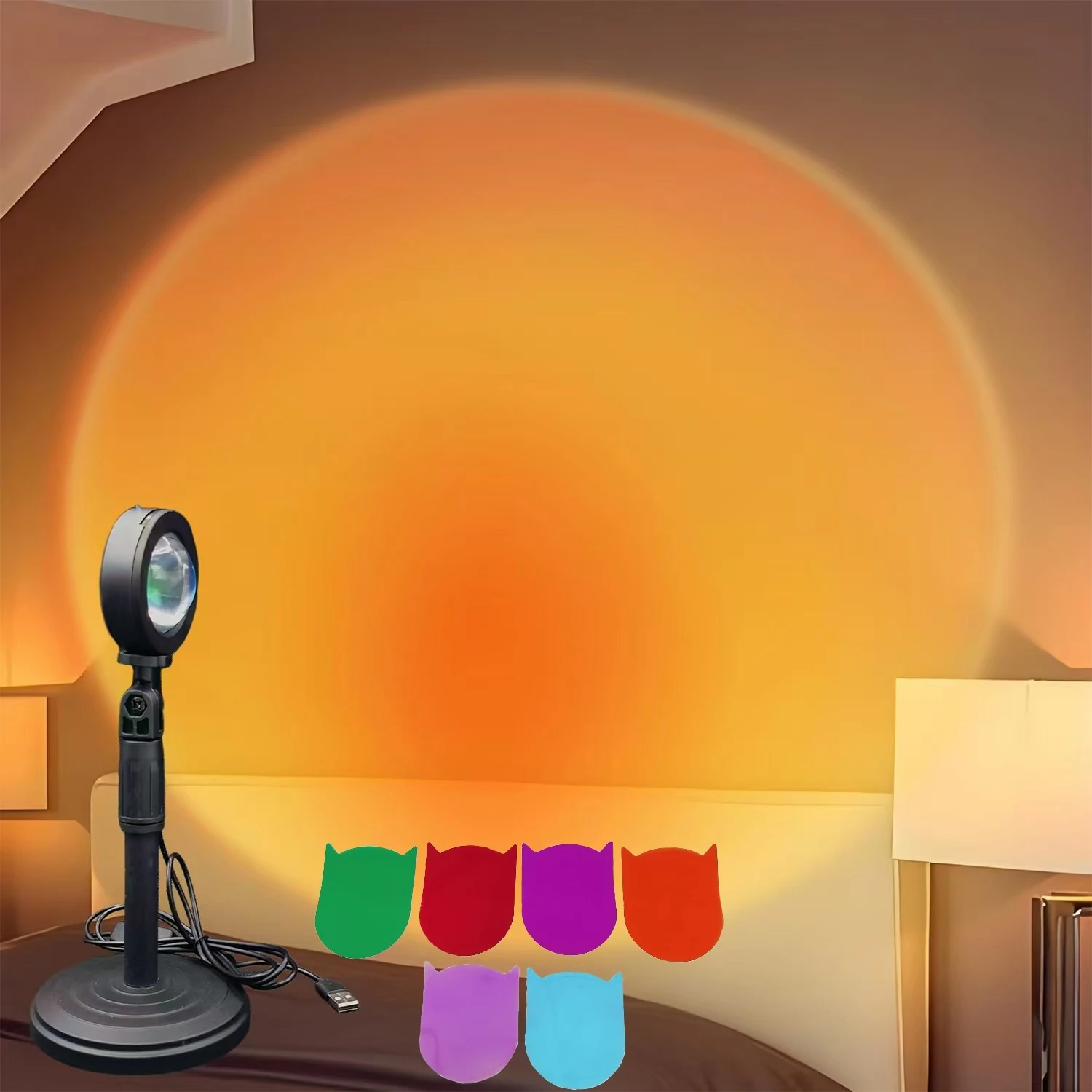 Fill-up photo Sunset lamp Sunset lamp live universal atmosphere lamp creative projection dusk rainbow afterglow.