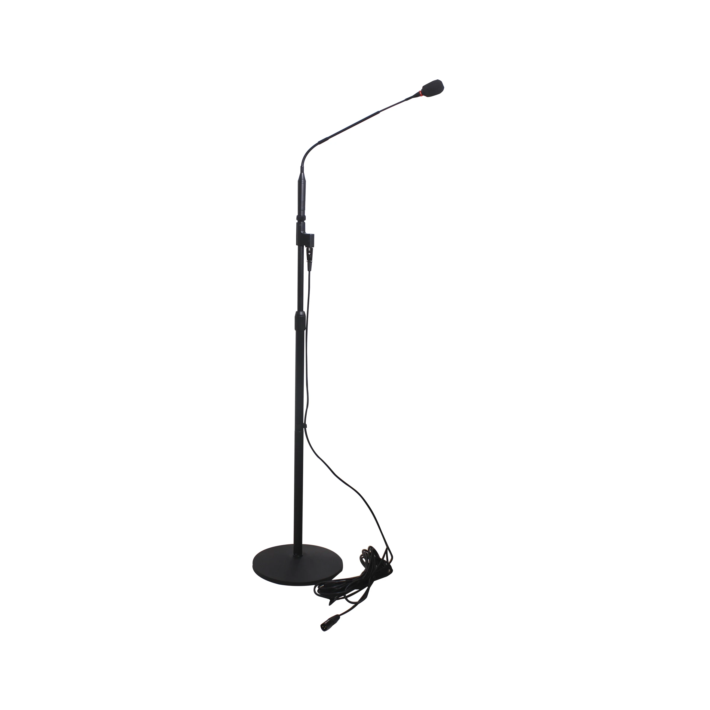 Professional Floor Standing Wired Condenser Gooseneck Microphone with XLR Power Port, Height Adjustable up to 1.7 Meter