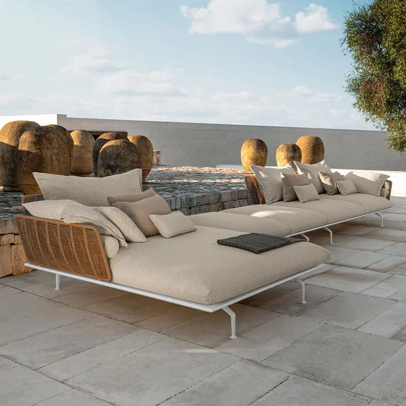 

Nordic minimalist decoration outdoor combed courtyard villa sofa combination aluminum alloy terrace garden rattan sofa
