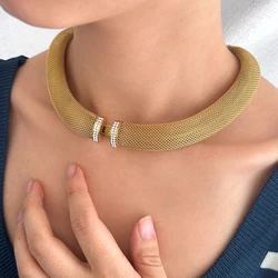 USENSET 16mm Thick Mesh High Quality Stainless Steel Choker Exquisite 18k Gold Plated Necklace Christmas Gift Waterproof