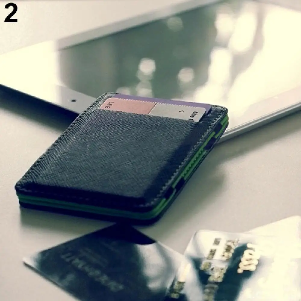 Mens Fashion Faux Leather Magic Credit Card ID Money Clip Slim Wallet Holder ID Holder Clamp Money Case Bad Mother Wallet Pouch