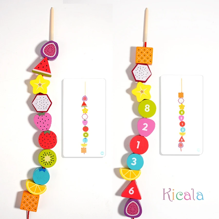Juego de rompecabezas a juego con formas de colores, juguetes de madera con cuentas coloridas Montessori, juguetes educativos para edades tempranas, regalo para niños