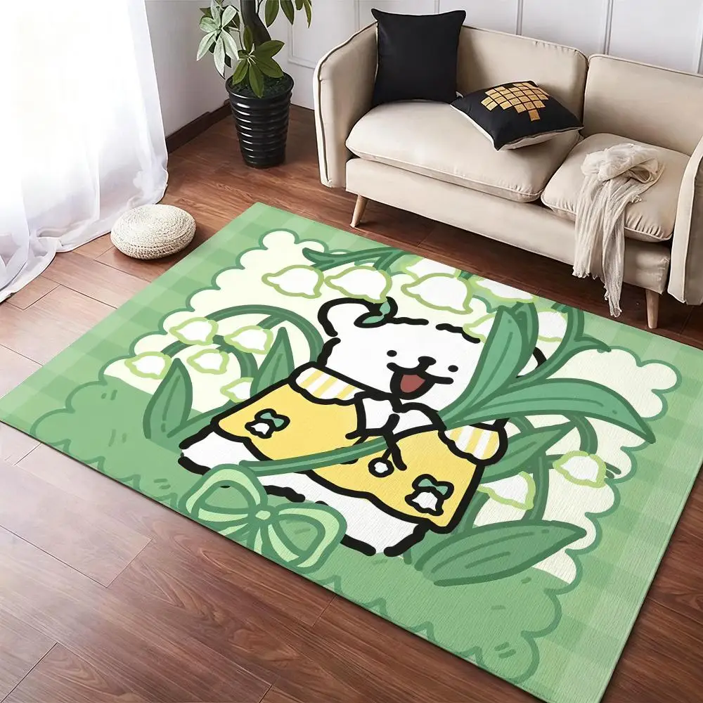Niedliche Bodenmatte mit Cartoon-M-Malteser-Hund, Flanell-Teppiche, gemütlicher Plüsch, verdickt, weich, warm, für den Winter, rutschfest, für Wohnzimmer, Zuhause, Innenbereich