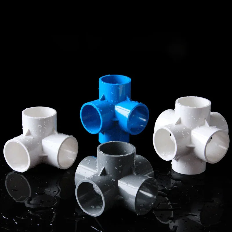 5pcs Inside Diameter 20-40mm 3/4/5/6-way PVC Pipe Three-Dimensional Connectors Water Supply Pipe Fittings Adapter Home DIY Tubes