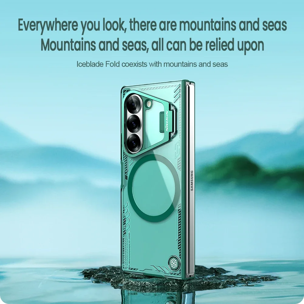 Nillkin For Samsung Galaxy Z Fold 6 5G Case Camshield Prop Fold Lens Magnetic Transparent Clear Cover with Camera Stand