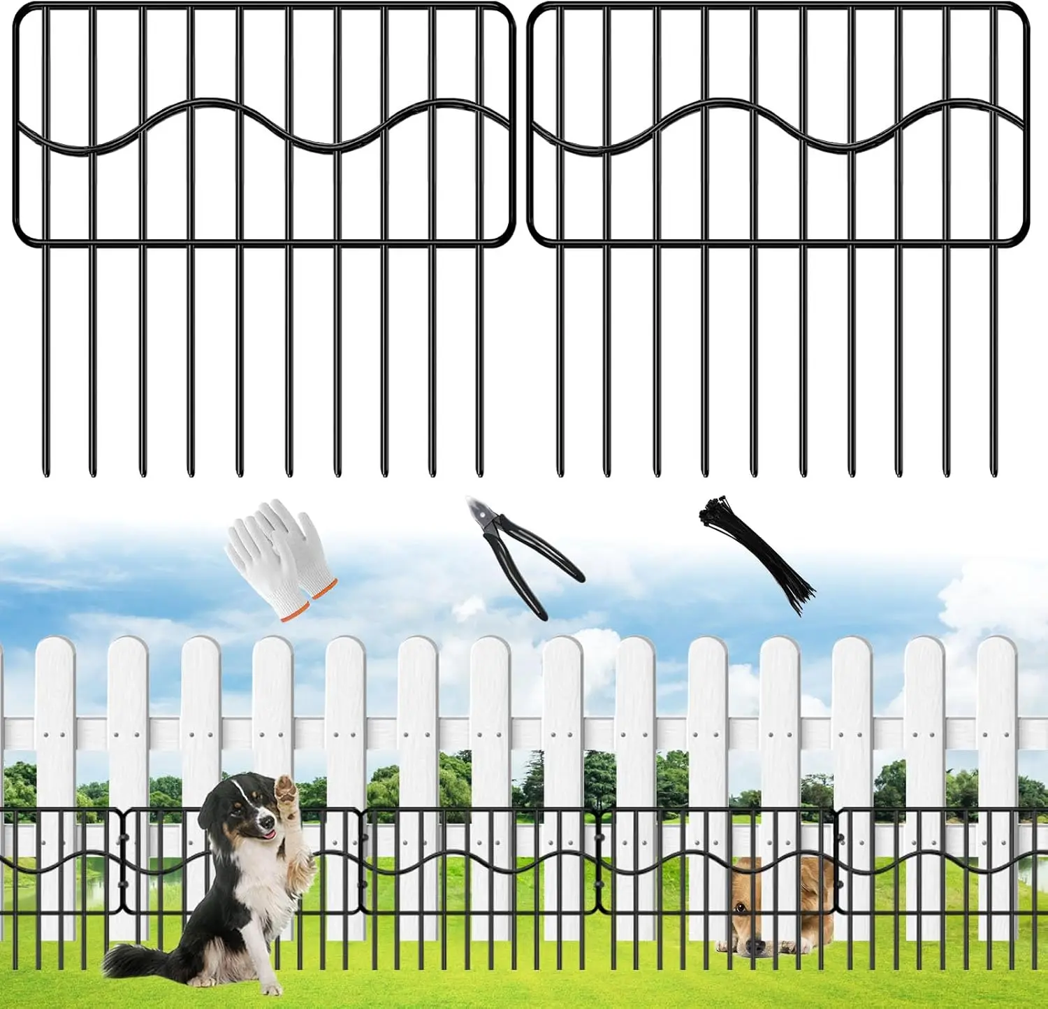 80ft x 13in Garden Animal Barrier Fence 57pack Metal Wire Rustproof Border Decorative Fences No Dig Fences Small Dog Fence