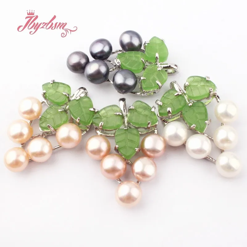 6mm Natural Freshwater Pearl Green Grape Stone Beads Tibetan Silver Fashion Pendant 1 Pcs For Women Party Gift  Free shipping