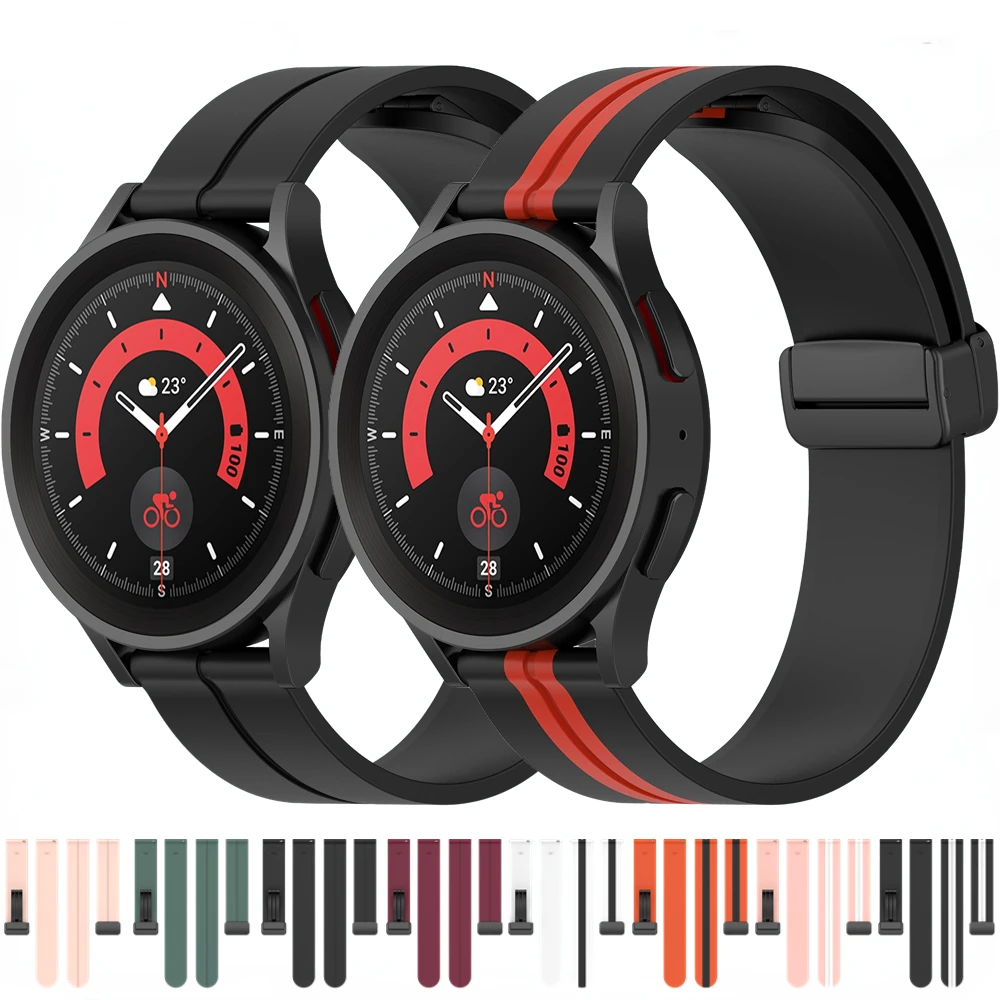 

20mm 22mm Magnetic Clasp Silicone Strap for Samsung Galaxy Watch 3/4/5/Active 2/Huawei Watch GT/2/3/Pro Bracelet for Amazfit GTR