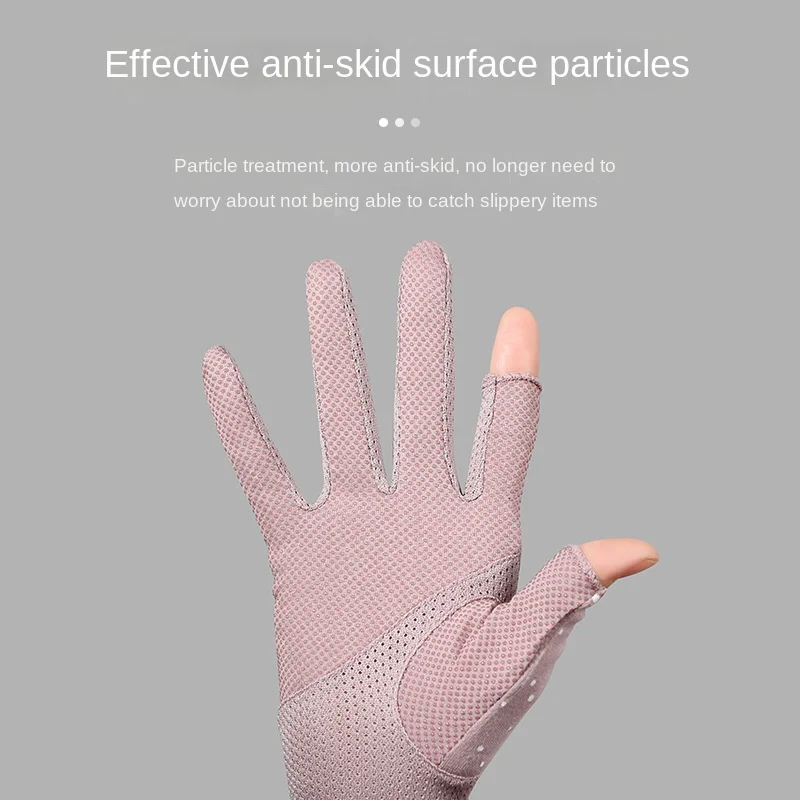 Summer Autumn Mid-length Cotton Medium-length Touch Screen Cycling Driving Anti-slip Anti-ultraviolet Sunscreen Gloves Women