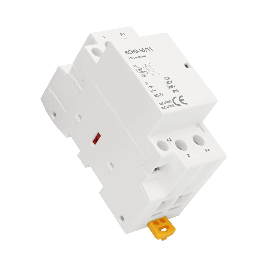 

ABILKEEN BCH8-50/11 50A нагрузка 1NO1NC бытовой контактор переменного тока 24 В/110 В/230 В автоматический контактор переменного тока 2-полюсный универсальный контур управления