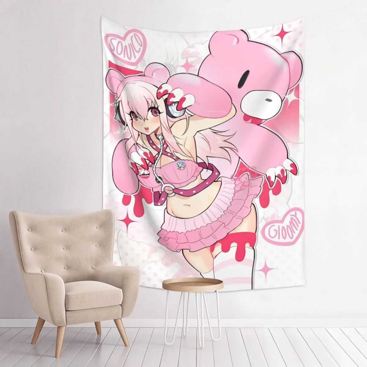 نسيج كرتوني مانغا الياباني من Super Sonico - نسيج هيبي للتعليق على الحائط لتزيين غرفة النوم #1