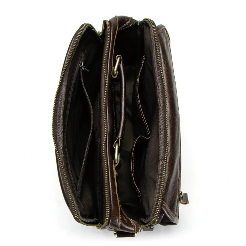 Borsa a tracolla alla moda in pelle bovina con strato superiore a spalla da uomo casual Black Angel