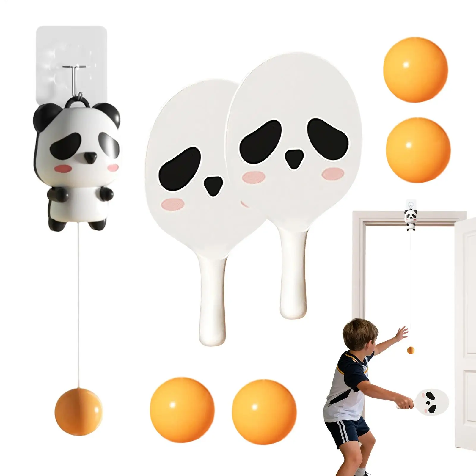 

Door Pong Game For Kids Table Tennis Trainer Practice With 2 Racket And 5 Balls Adjustable Doorway Paddle Ball Game For Boys