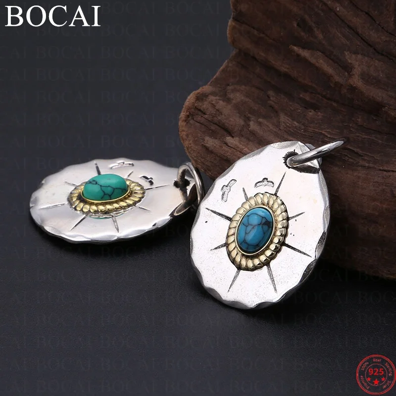 S925 Sterling Silver Charms Pendants for Men Women Contrast Colored Pattern Eagle Turquoise  New Fashion Jewelry