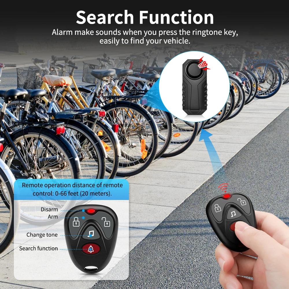 Imagem -04 - Wsdcam-vibration Bike Alarme Carregamento Usb Alarme de Motocicleta com Controle Remoto Anti-roubo Bike Detector Bicycle Bell 700mah