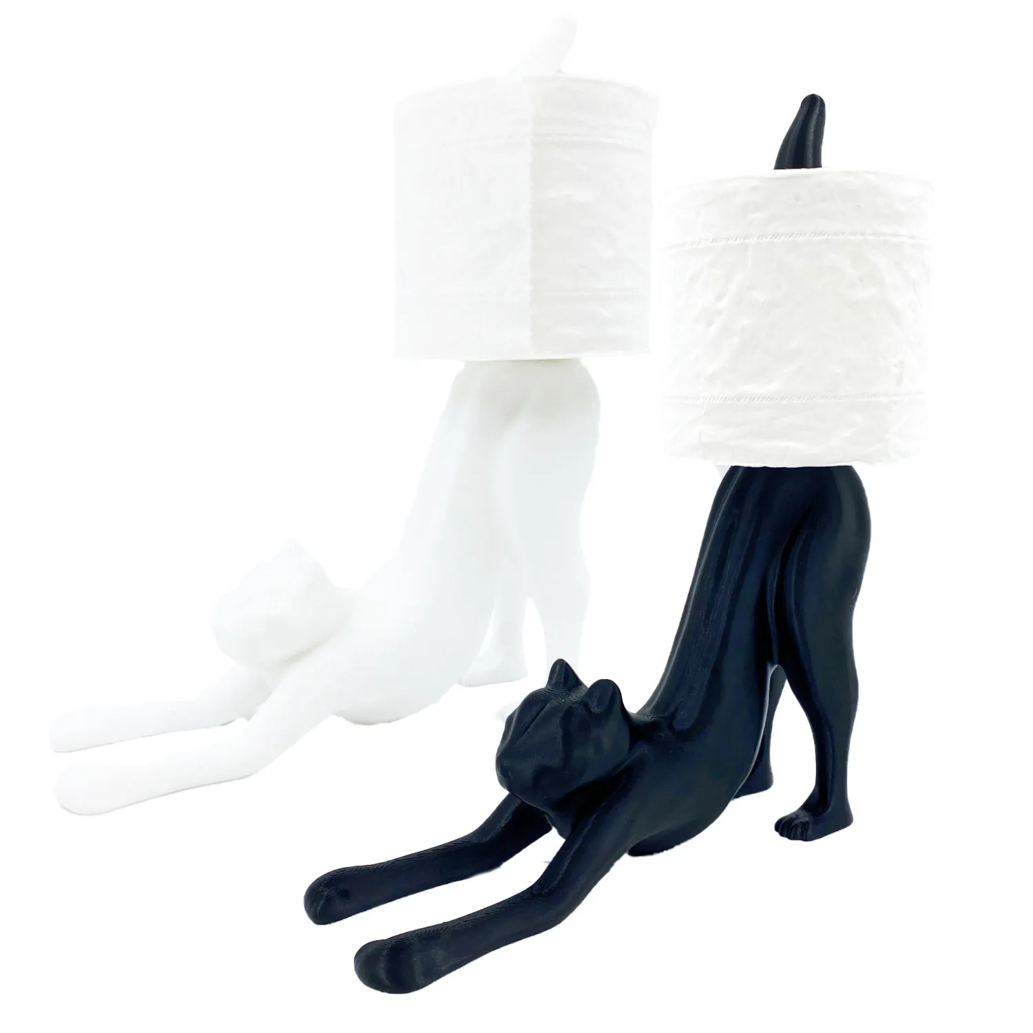 3D Printing Cute Lazy Cat Statue,Stretching Lazy Cat Model,Paper Roll Holder,Practical and Convenient Plastic Crafts Decoration