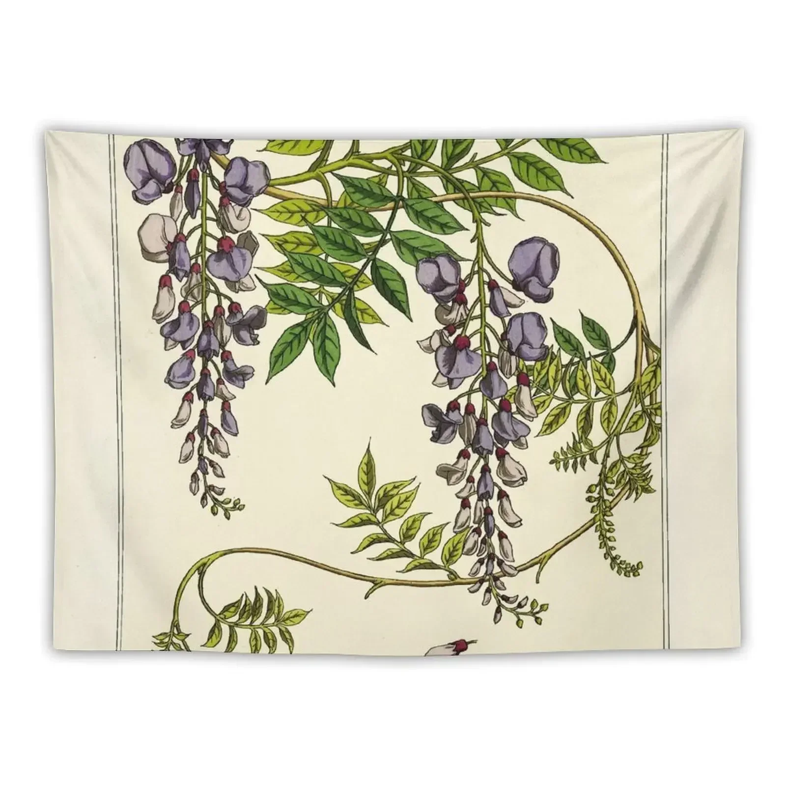 

French botanical flower plate - Maurice Verneuil - Glycine Tapestry Decoration For Home Bedroom Decorations Tapestry