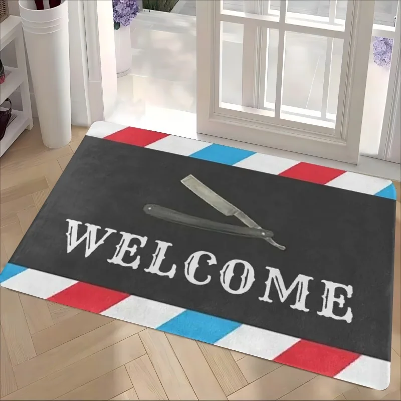 Vintage Barber Shop Themed Doormat Non-Slip, Suitable for Living Room, Bedroom, Entrance - Washable Home Decor Welcome Mat