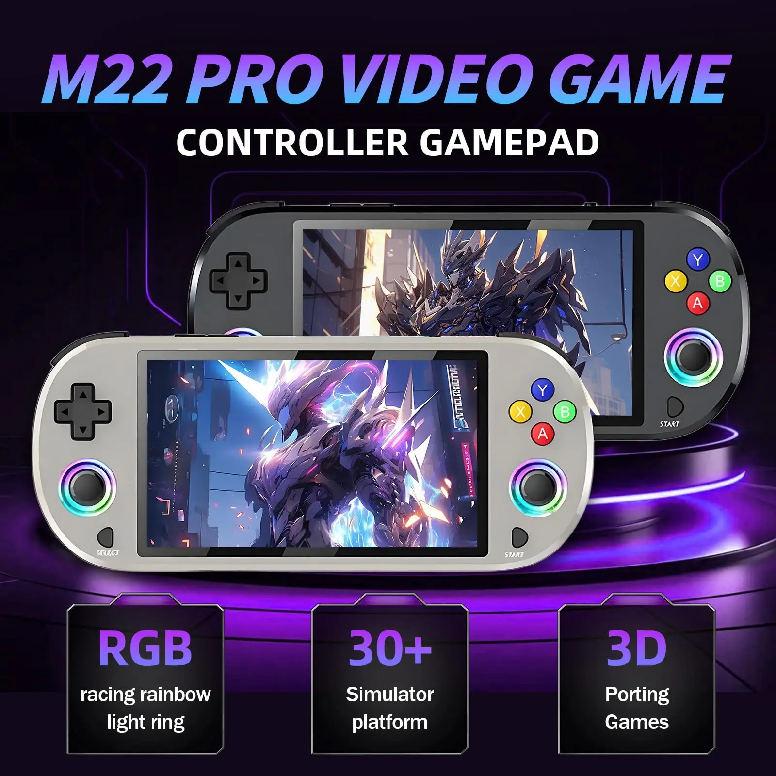 

128GB M22 Pro Retro Handheld Game Console 5.0″ IPS Screen 1920*1080 Display Support LINUX/Emelec 4.3 for PSP Pocket Video Player