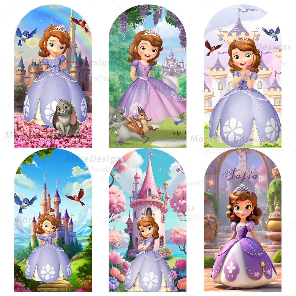 Sofia The First Arch Backdrop Spandex For Kids Birthday Party Decoration Baby Shower Background Photography Props