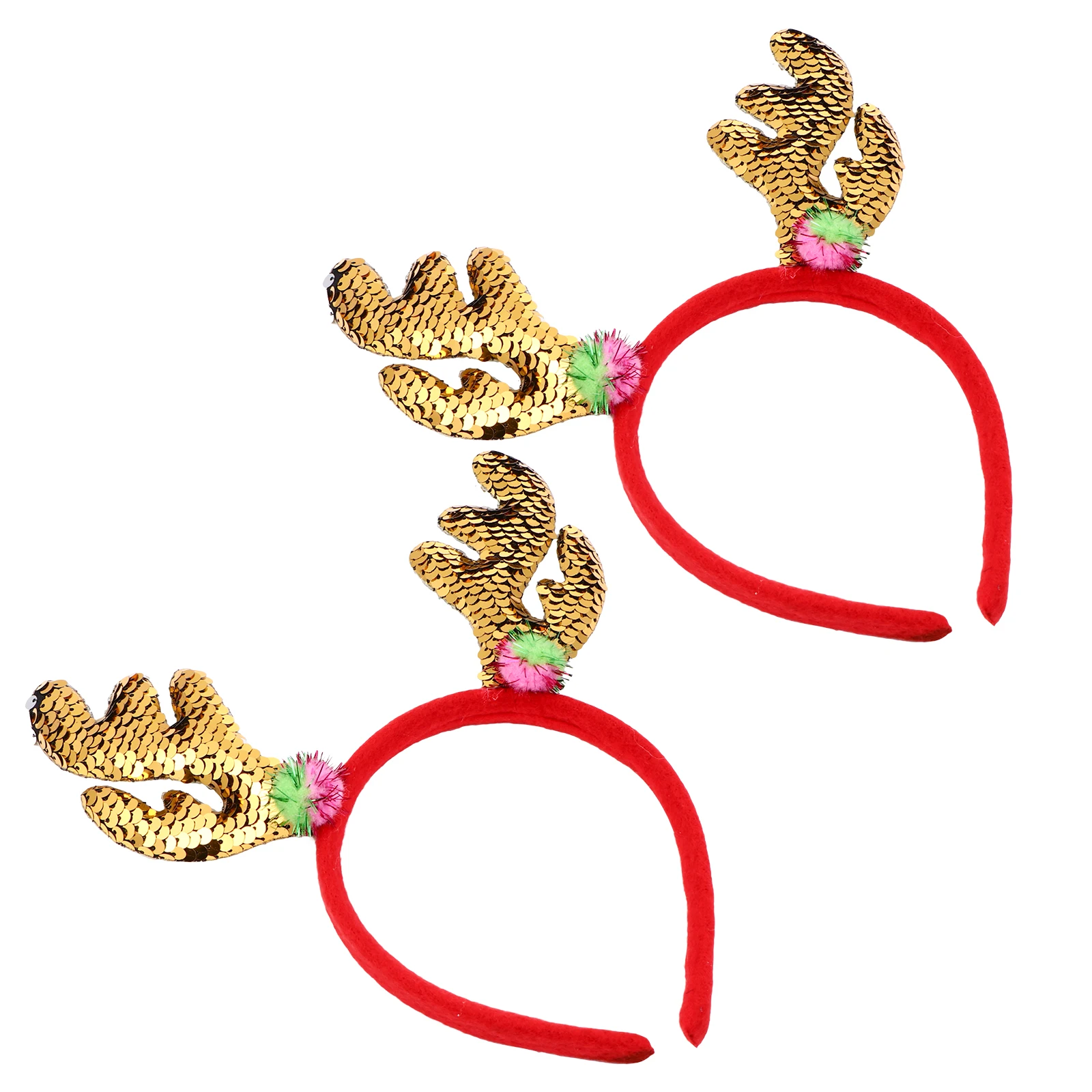 

2Pcs Antler Headb s Sequin Reindeer Christmas Headpiece for Girls Kids Fabric Party Accessories Lightweight No Fading