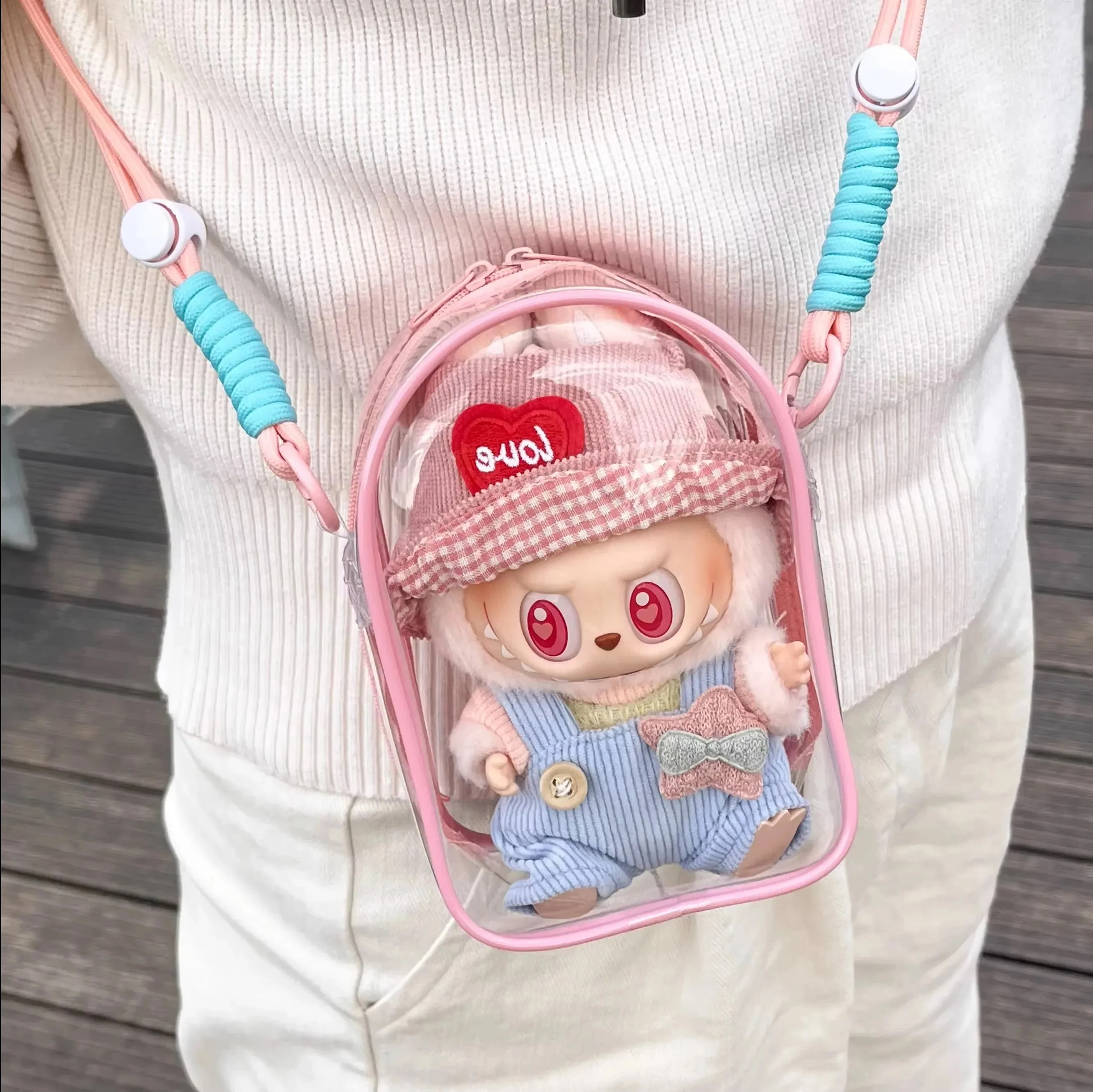 Labubu الغطاء الواقي Labubu يجلس حفلة 17 متر القطن دمية آلام الكتف حقيبة التخزين حقيبة Labubu حقيبة مشي الغبار #3