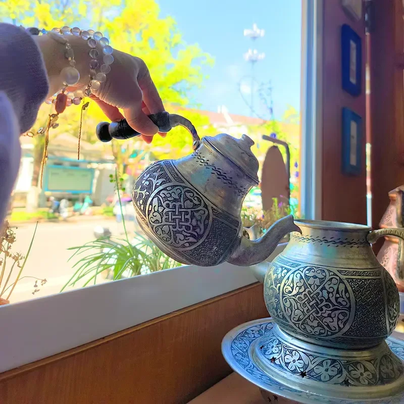 2026for Turkish Pure Copper Carved Handmade Teapot Kettle for Making Household Outdoor Home Ornament Decor