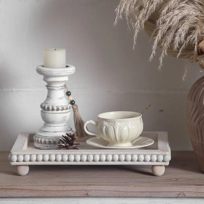 

Round Wood Tray Farmhouse Rustic Decorative Tray for Living Room, Coffee Table, Kitchen Table or Farmhouse Serving Tray