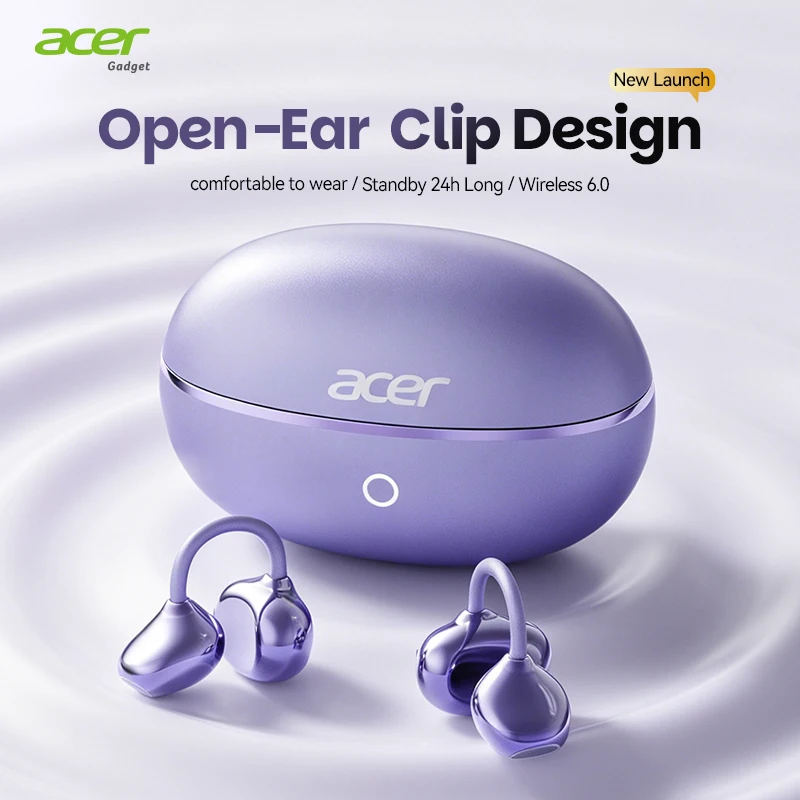 Acer Ohr654 Open-Style Wireless Bluetooth Headphones with Ear Clip Design, Comfortable to Wear, V6.0 Chip, Hifi Sound Quality, High-Definition Calls Equipped with a 300Mah Large-Capacity Charging Case Long Battery Life