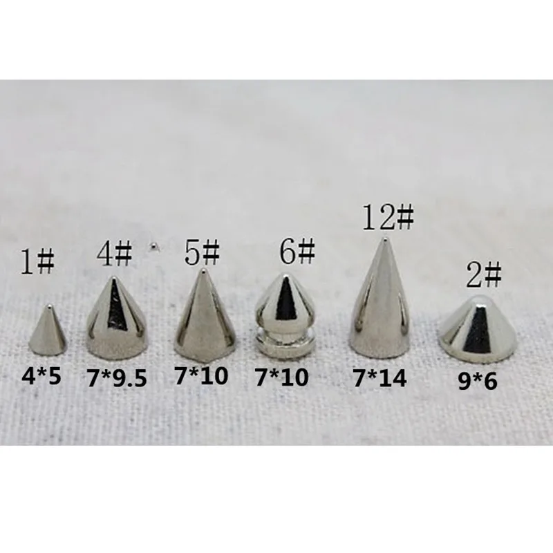 5-29mm Silver Metal Spikes Corns Garment Rivet Studs With Screws For Bag Hat Bracelet Shoe Leather Carft Chocker DIY Accessories