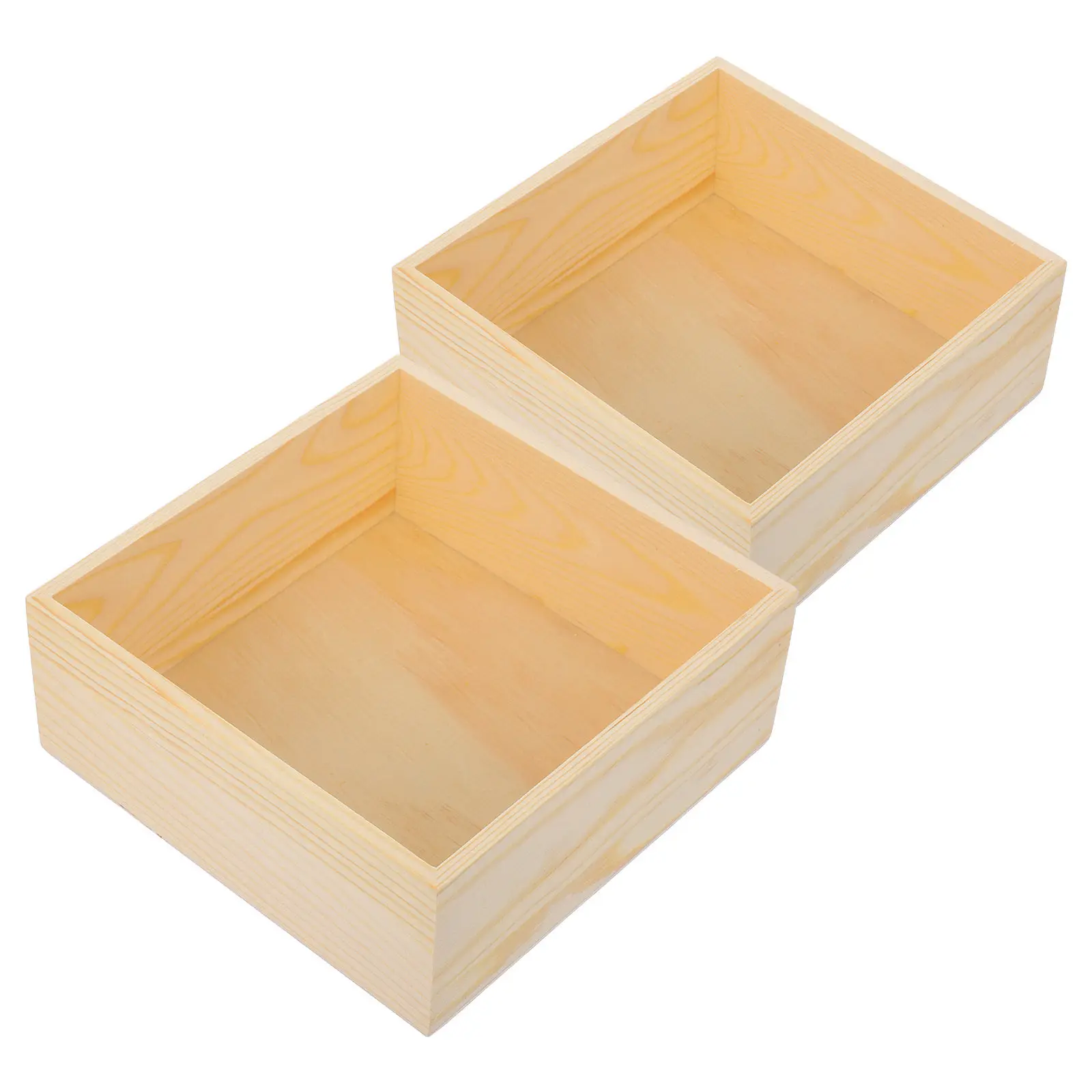 Small wooden storage box for office workers to organize small items, sturdy multifunctional design, 2 pcs unfinished wood