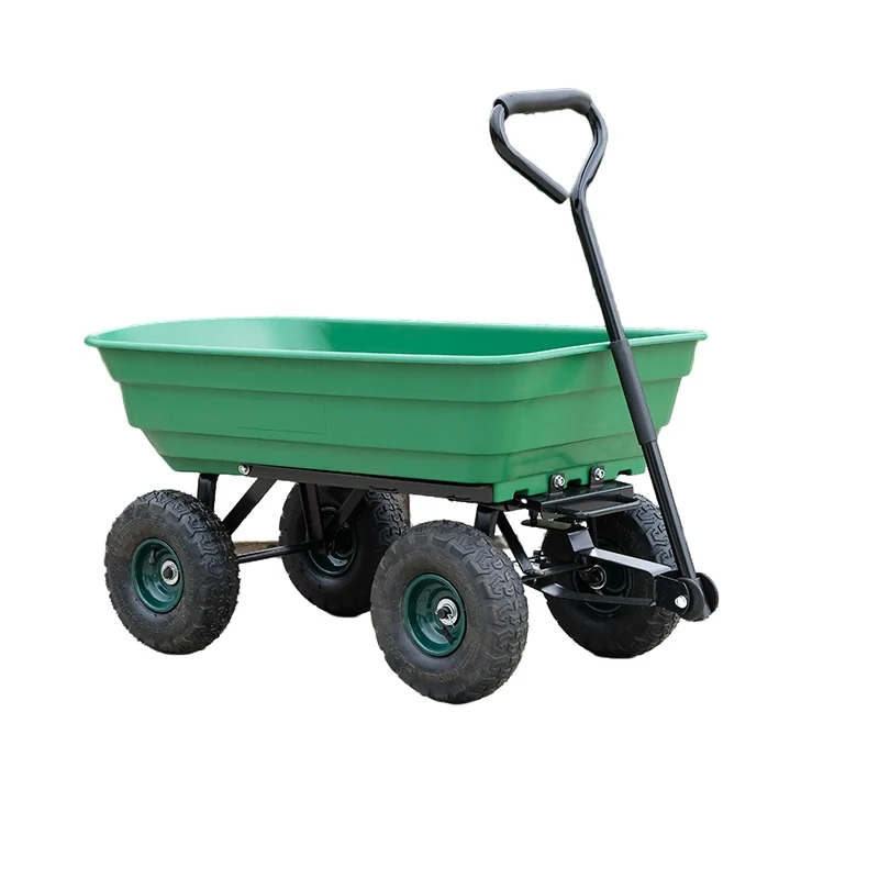 Four-wheeled hand-pulled truck, flatbed trailer, agricultural push truck, moving truck for household use