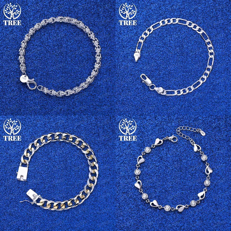

New Style 925 Sterling Silver Heart Cuban Chain Side Chain Geometric Bracelets Women Birthday Party Fashion Jewelry Accessories