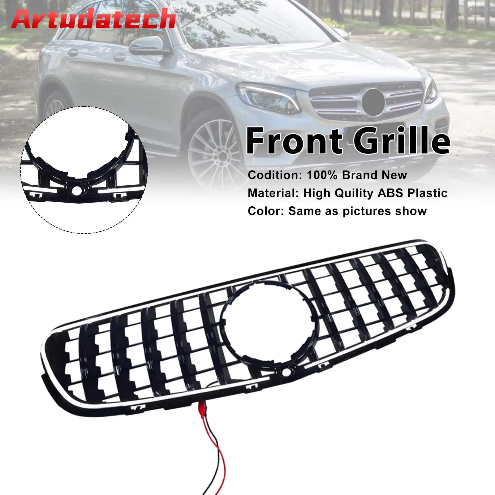 

Artudatech GT-Style Front Bumper Grill Grille Fit for Mercedes Benz GLC X253 C253 2015 2016 2017 2018 2019 Car Accessories