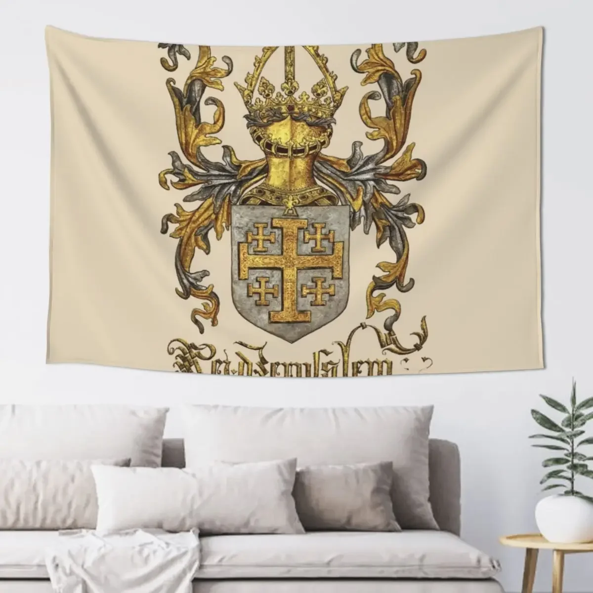 Kingdom of Jerusalem Coat of Arms - Livro do Armeiro-Mor Tapestry Anime Decor Bedroom Organization And Decoration Tapestry