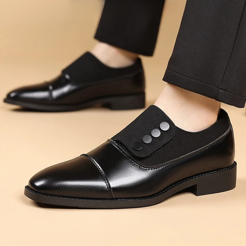 

Pointed Toe Dress Shoes Men Leather Shoes Business Formal Wedding Shoes for Men Luxury High Quality Moccasins Plus Size Loafers