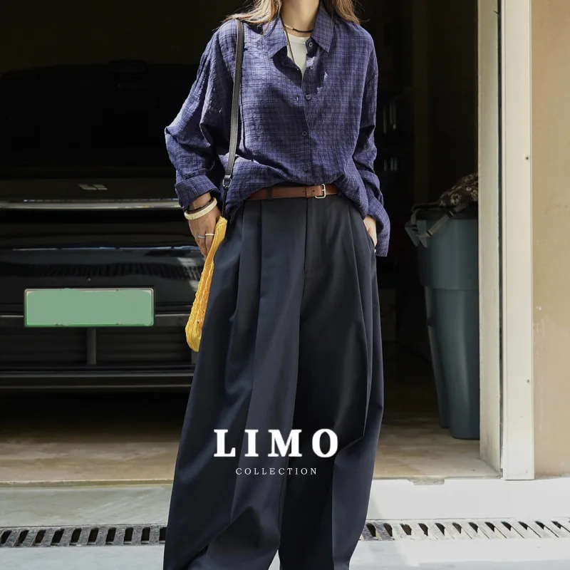 

LIMO новый узор 2025 стильная весенне-летняя рубашка из полиэстера женская модная повседневная блузка в клетку с принтом уличная повседневная одежда