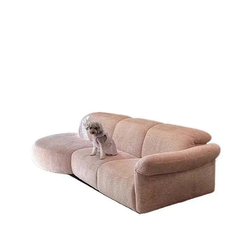 Household apartment fabric sofa French cream wind arc moon straight row