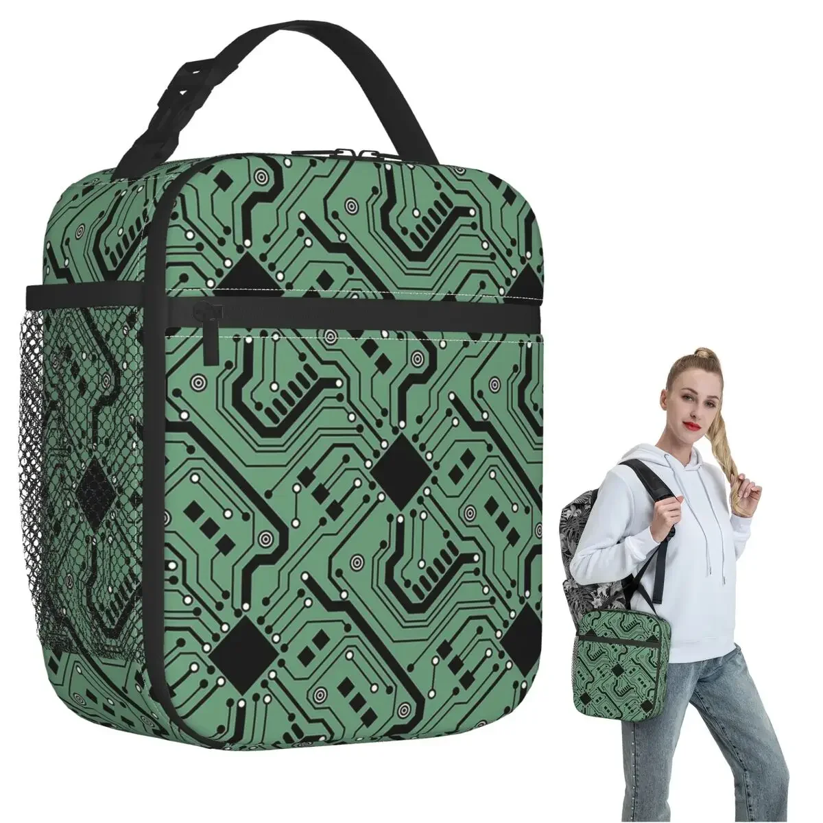 Printed Circuit Board - Color Insulated Lunch Bag for Women Children Leakproof Food Boxes Thermal Lunch Box Tote