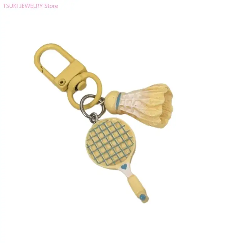 62KE Motivational Sports Keychain Colorful Badminton Design Lightweight Resin Craft Multi Purpose Bag Charm For Daily Use