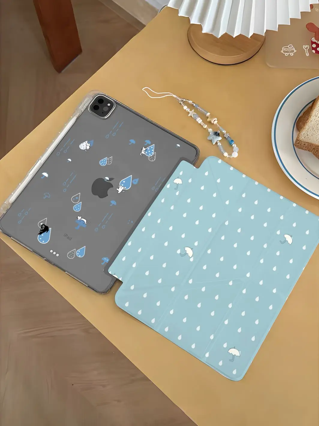 Raindrop Umbrella Cat iPad Case For iPad Pro 11 13in 2025 iPad Pro 12.9in Air7 10th 11th M4/5 MINI 3+y Fold Anti-fall Cover