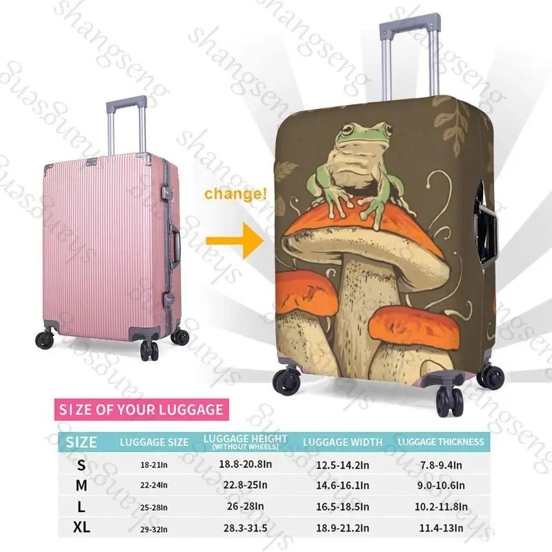 Aesthetic Frog Mushroom Travel suitcase protective case, suitcase cover, elastic protection, washable Luggage cover, 18-32 in
