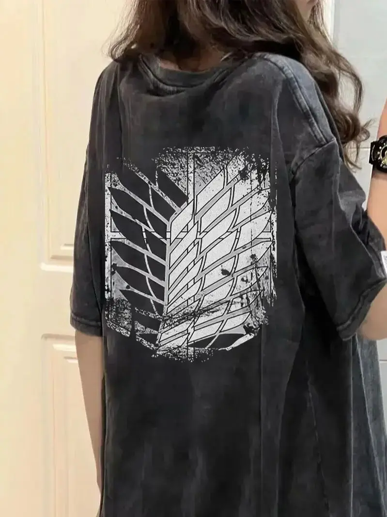 

Japan Cotton T-Shirt Attack On Titan American Retro Wings Of Freedom Short-Sleeved T-Shirt Women'S Trend