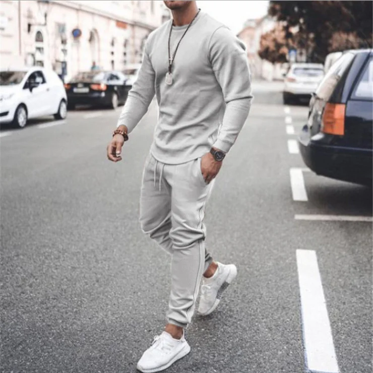 Men Sports Suits New Ins Fashion Brand Trendy Multi Colored Long Sleeved Casual Sports Men\'s Suit From Europe And America