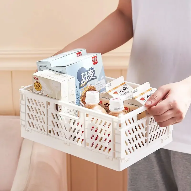 1/3pcs Plastic Foldable Storage Crate Folding Box Basket Portable Stackable Jewellery Toys Boxes Organizer Cosmetic Drawer Case