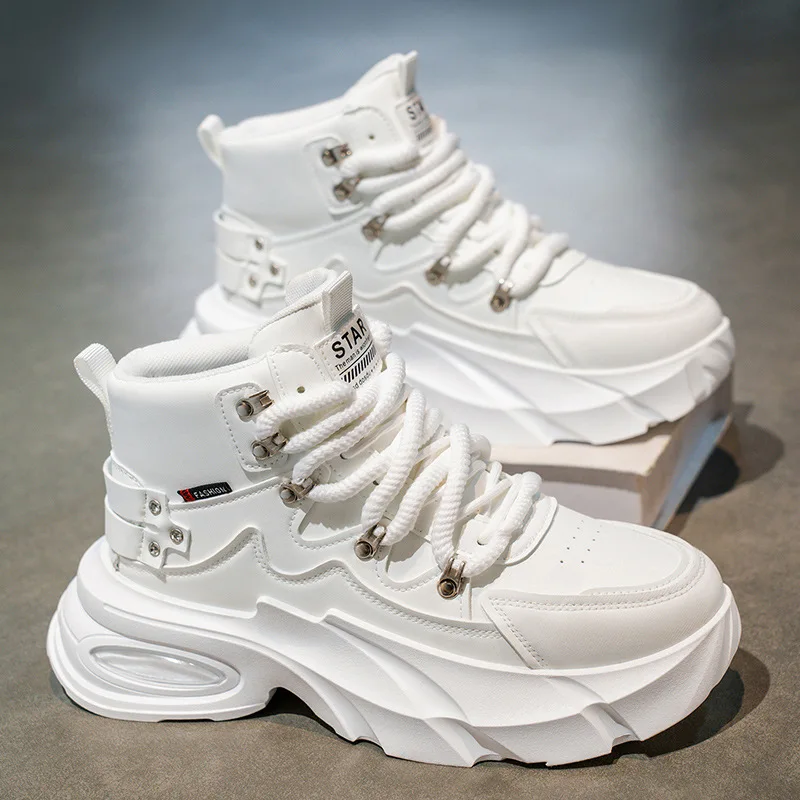

Men's Shoes Luxury High-top Casual Platform Sneakers for Men Fashion Thick-soled White Sneakers Shoes for Men Zapatillas Hombre