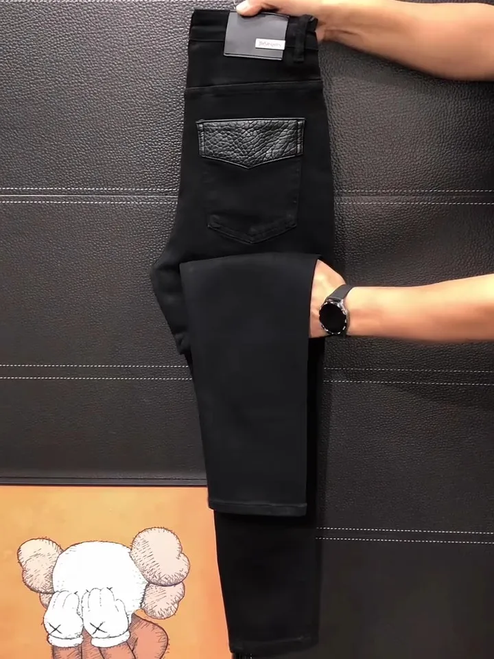 

High-Quali Faionable Men's Jeans Busin Sle Autumn Winter New Arrival Straight Leg Fit Stand Waist No Brand