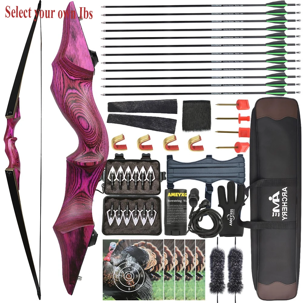 

Outdoor Shooting 20-60lbs Longbow Arrow KIT – 60inch American Hunting Right Left Hand Takedown Wooden Split Archery Bow