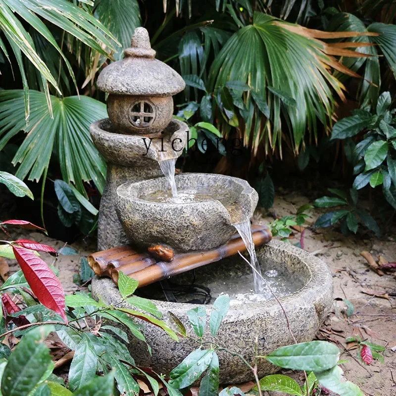 L14-  courtyard fish pond landscape, balcony yard garden landscaping arrangement, outdoor running water fountain ornament